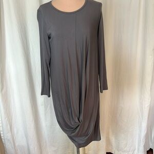Go Couture Drape Long Sleeve Dress Jersey Grey